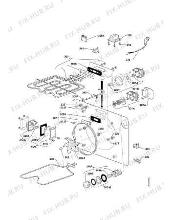 Взрыв-схема плиты (духовки) Husqvarna Electrolux QCE742A - Схема узла Functional parts